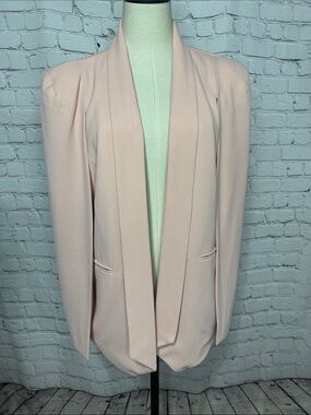 G.I.L.I Blush Pink Cape Blazer Open Front Draped Jacket Size 14 16